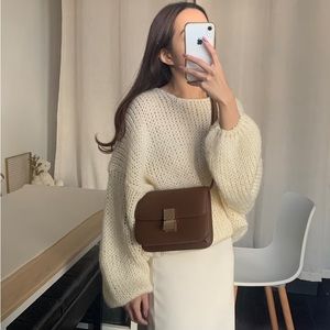 Calfskin Leather Brown Box Bag